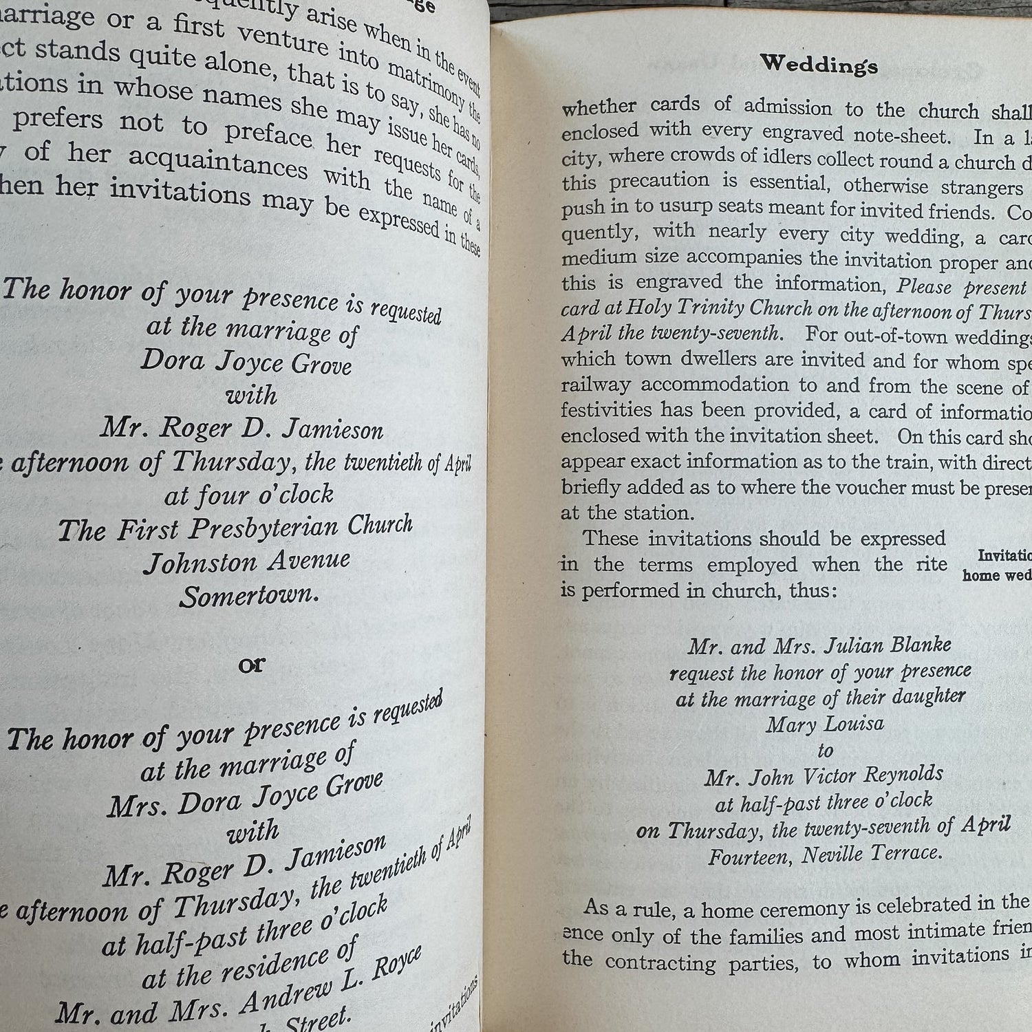 Putnam's Handbook of Etiquette: A Cyclopaedia of Social Usage, 1913 - Pretty Old Books