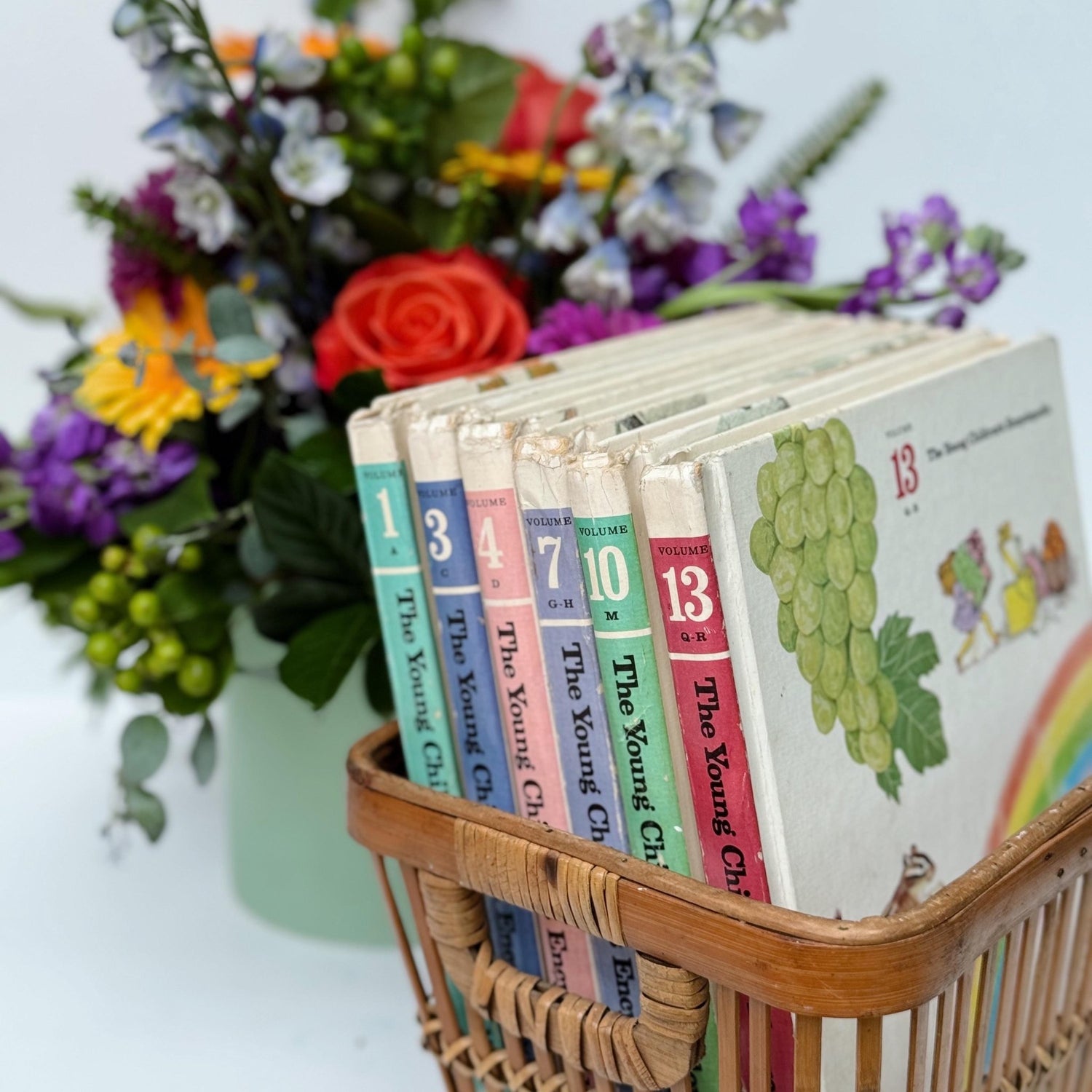 Rainbow Vintage Children's Book Set, The Young Children's Encyclopedia, Partial Set, 1977 - Pretty Old Books