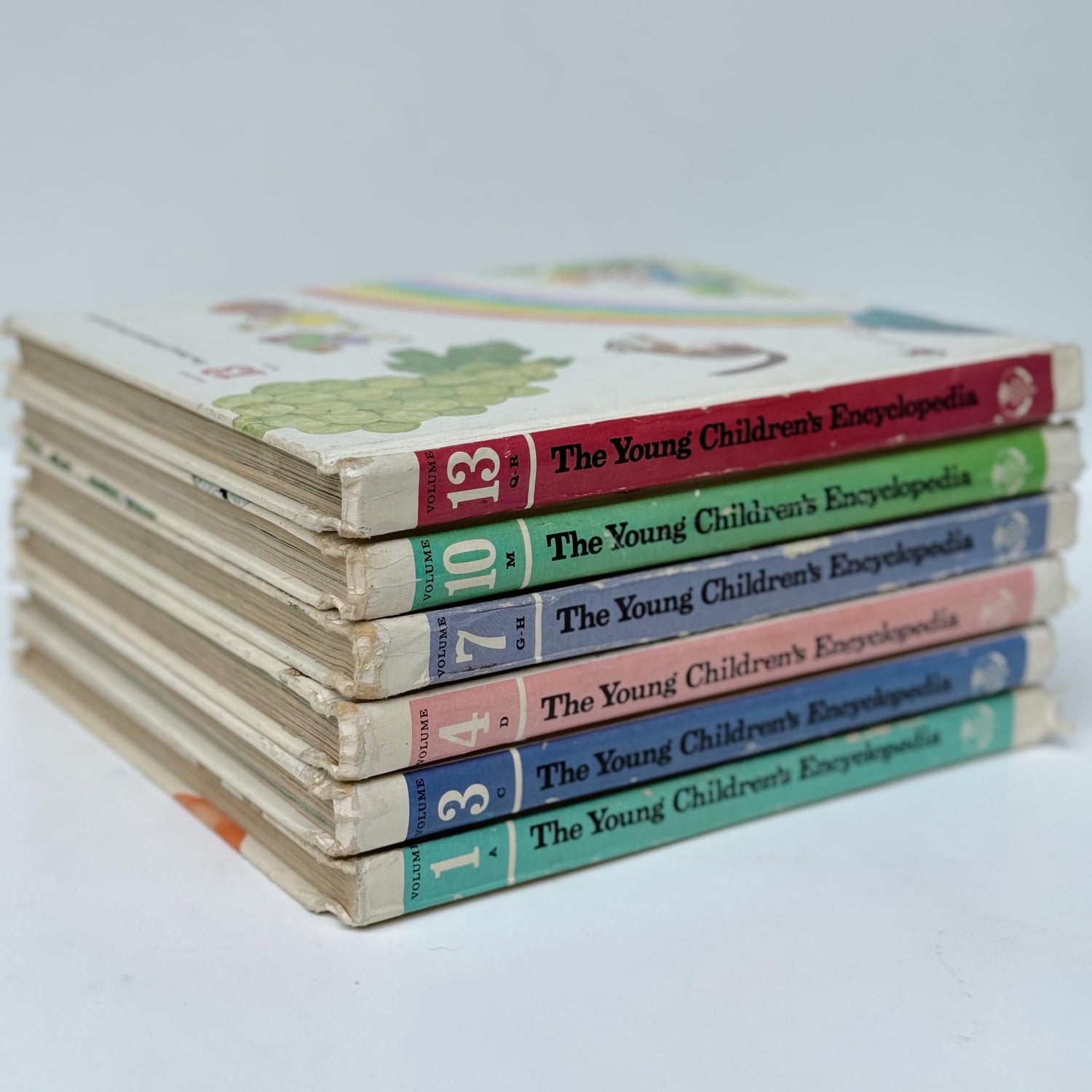 Rainbow Vintage Children's Book Set, The Young Children's Encyclopedia, Partial Set, 1977 - Pretty Old Books