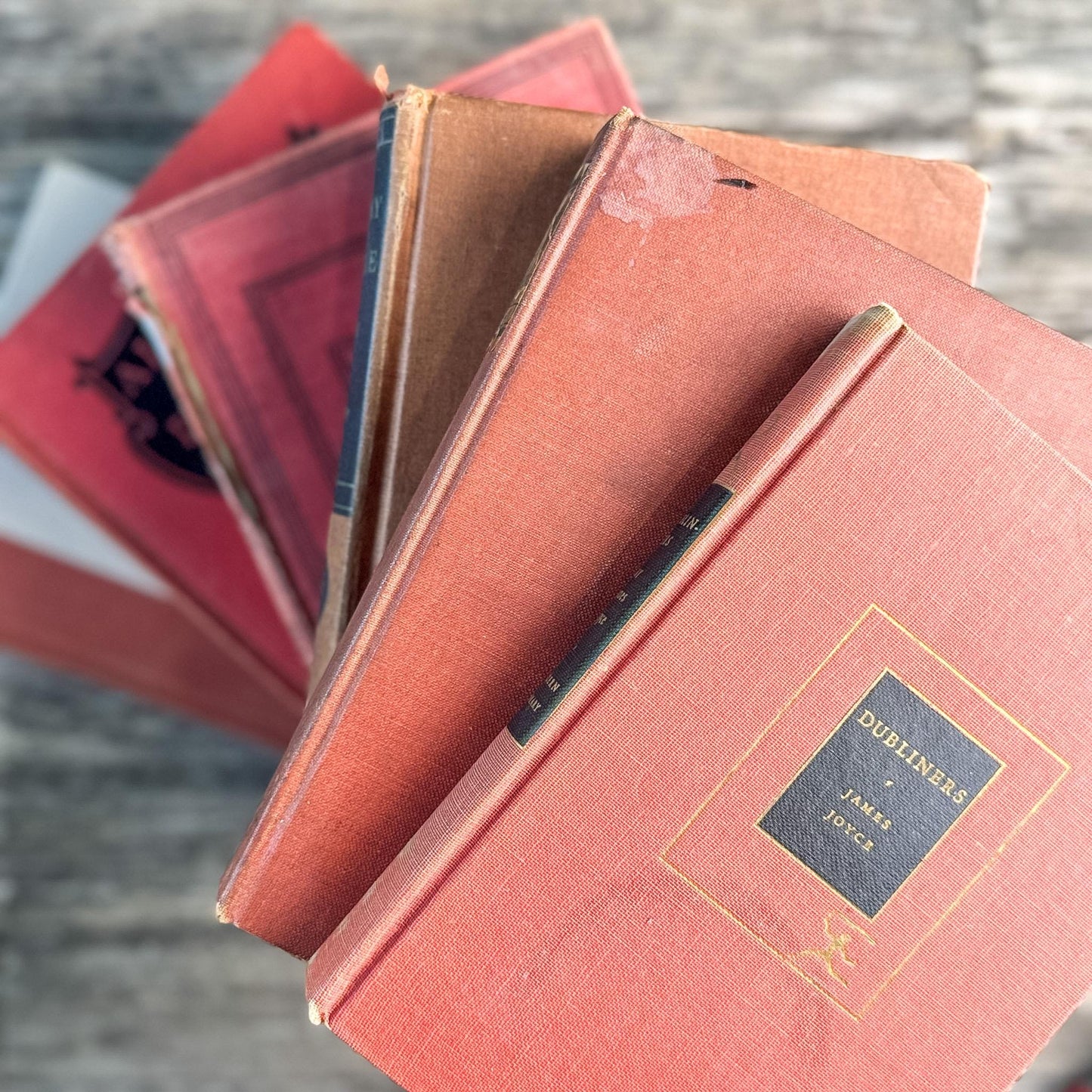 Red and Black Shabby Mid-Century Modern Decorative Books for Decor - Pretty Old Books
