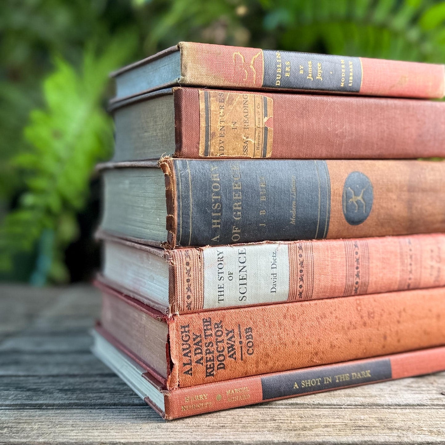 Red and Black Shabby Mid-Century Modern Decorative Books for Decor - Pretty Old Books