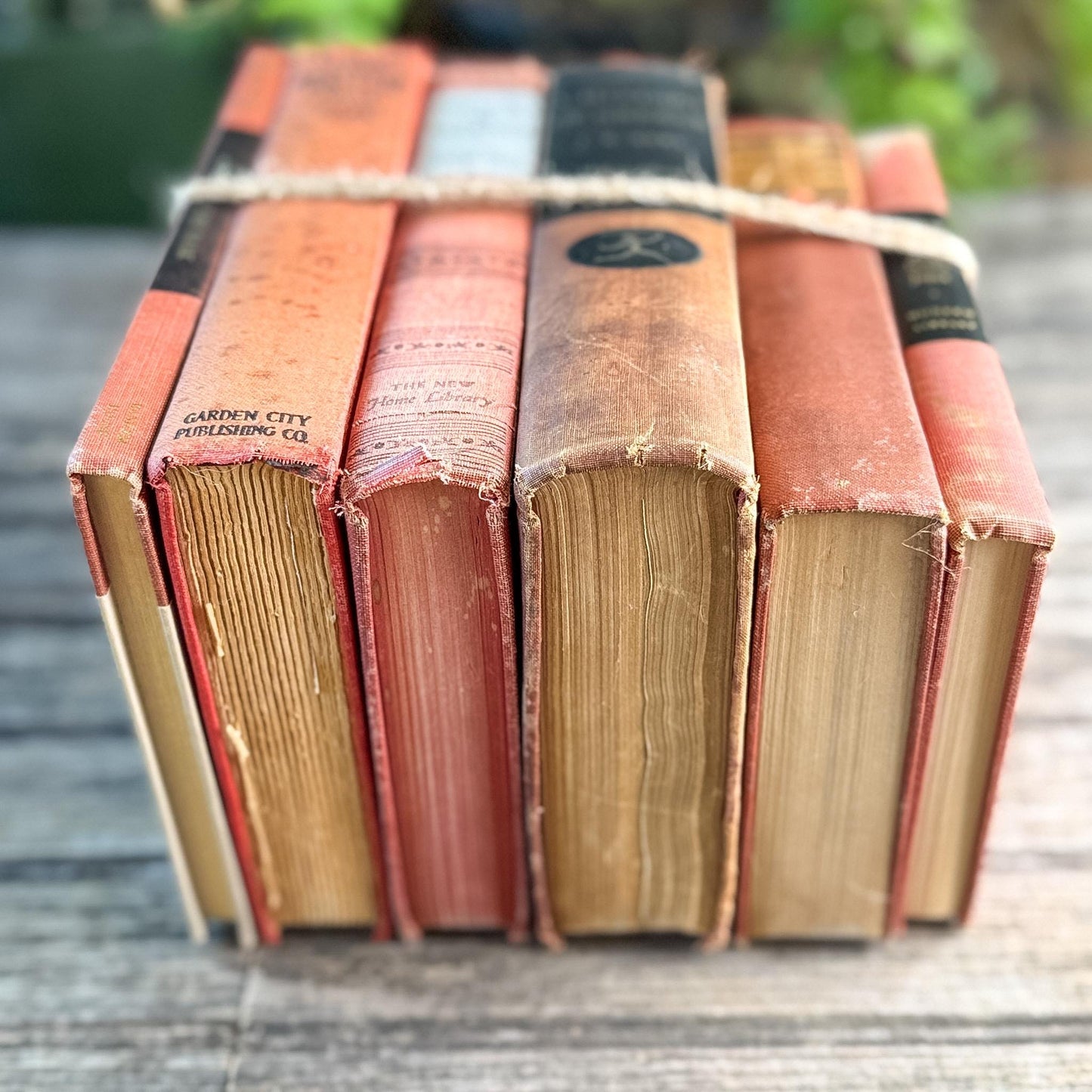 Red and Black Shabby Mid-Century Modern Decorative Books for Decor - Pretty Old Books