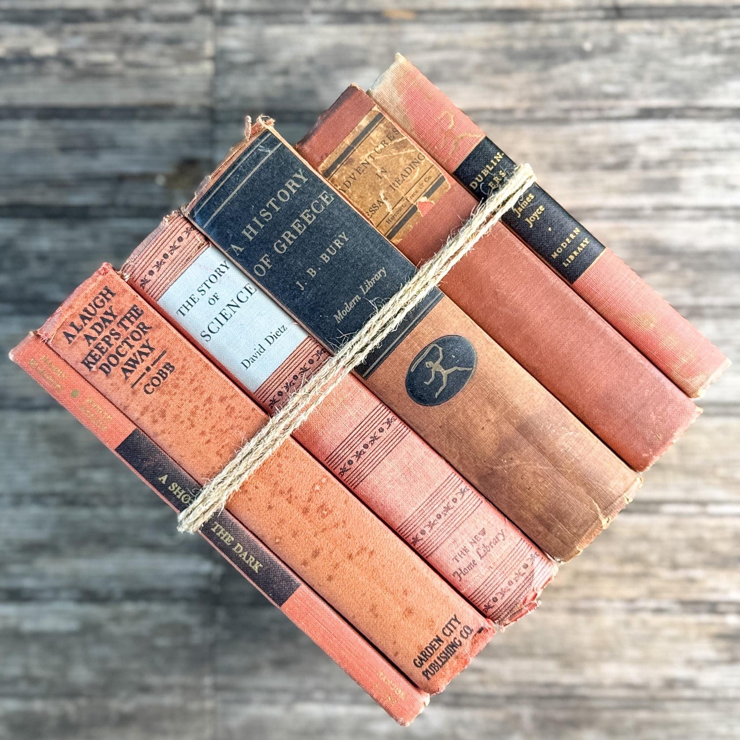 Red and Black Shabby Mid-Century Modern Decorative Books for Decor - Pretty Old Books