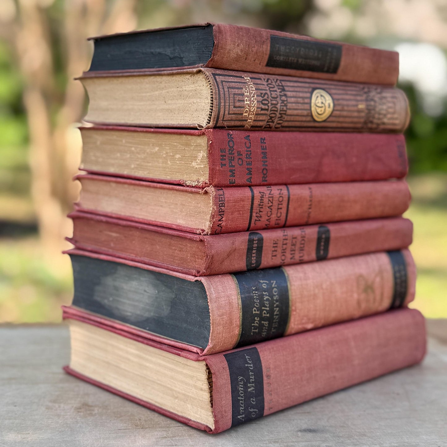 Red and Black Shabby Mid - Century Modern Decorative Books for Display - Pretty Old Books