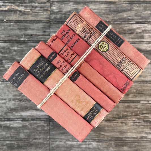 Red and Black Shabby Mid - Century Modern Decorative Books for Display - Pretty Old Books