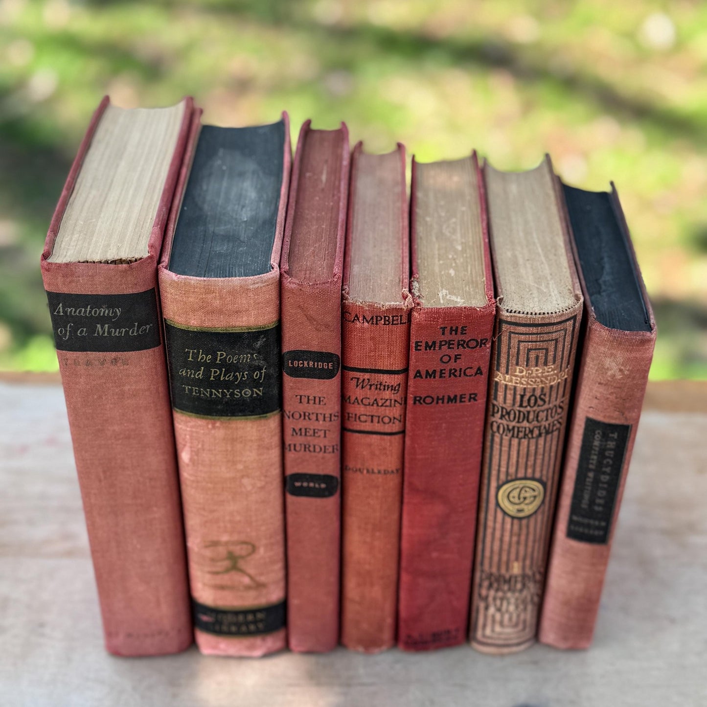 Red and Black Shabby Mid - Century Modern Decorative Books for Display - Pretty Old Books