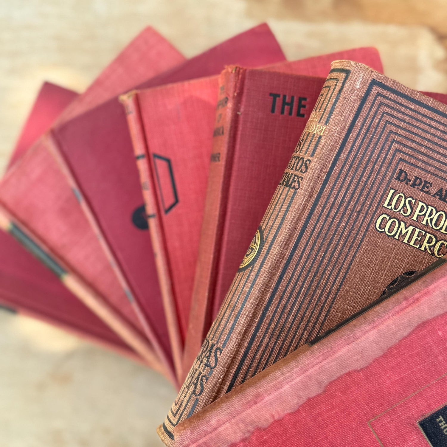 Red and Black Shabby Mid - Century Modern Decorative Books for Display - Pretty Old Books