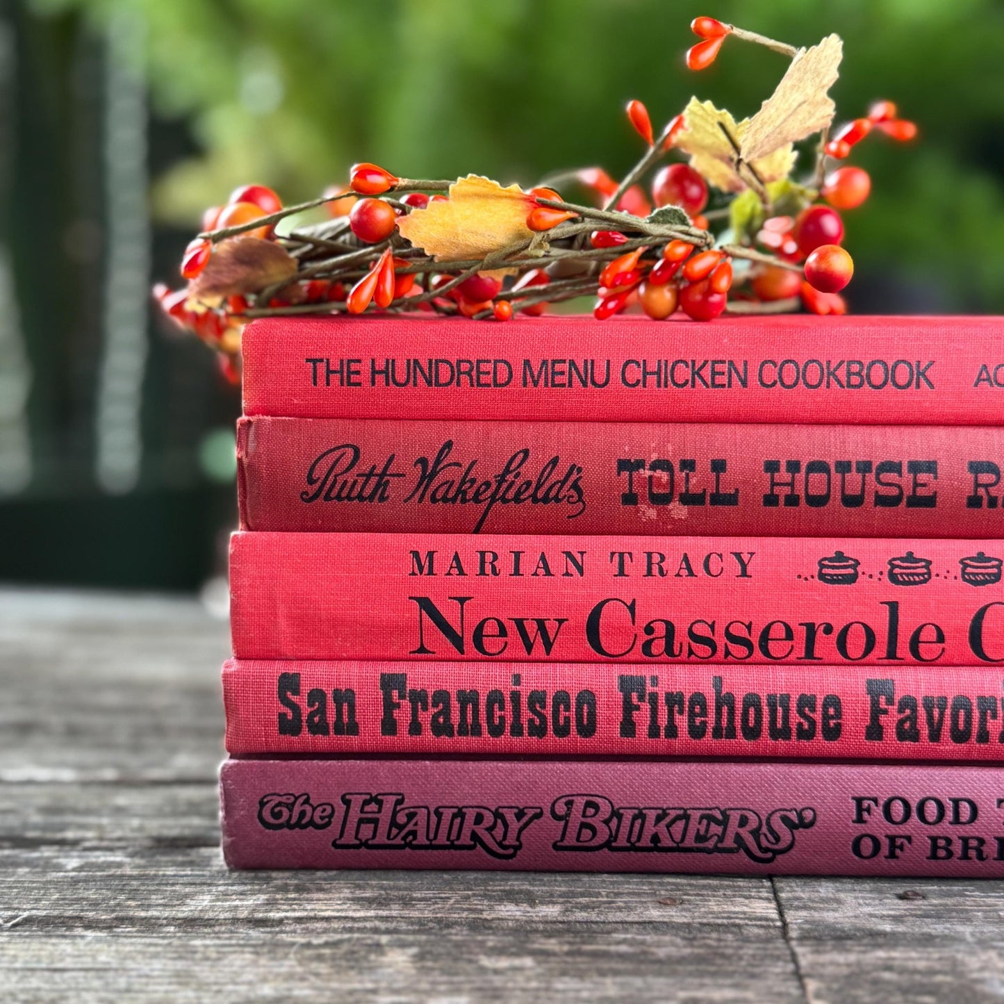 Red and Black Vintage Cookbook Set - Pretty Old Books