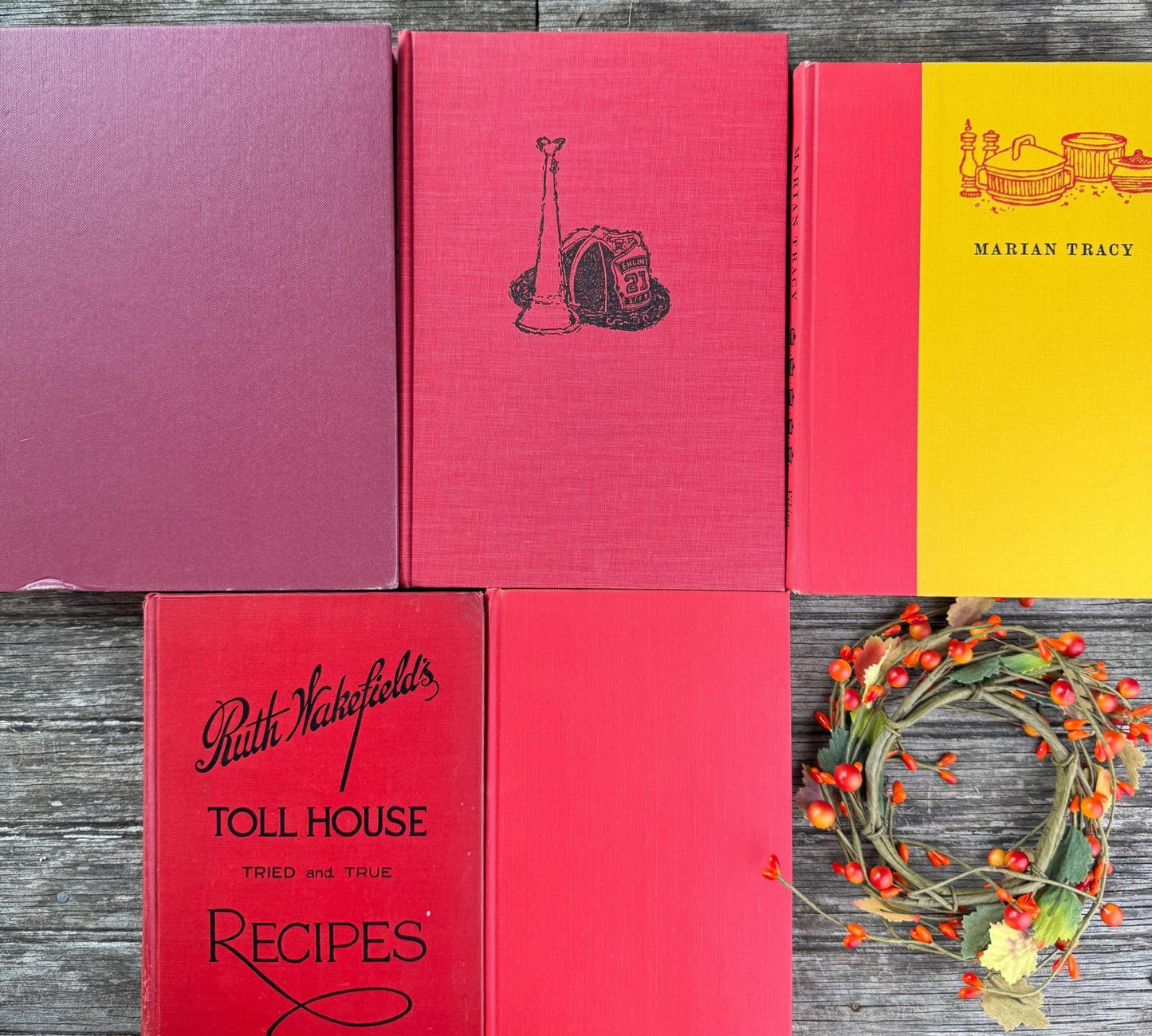 Red and Black Vintage Cookbook Set - Pretty Old Books