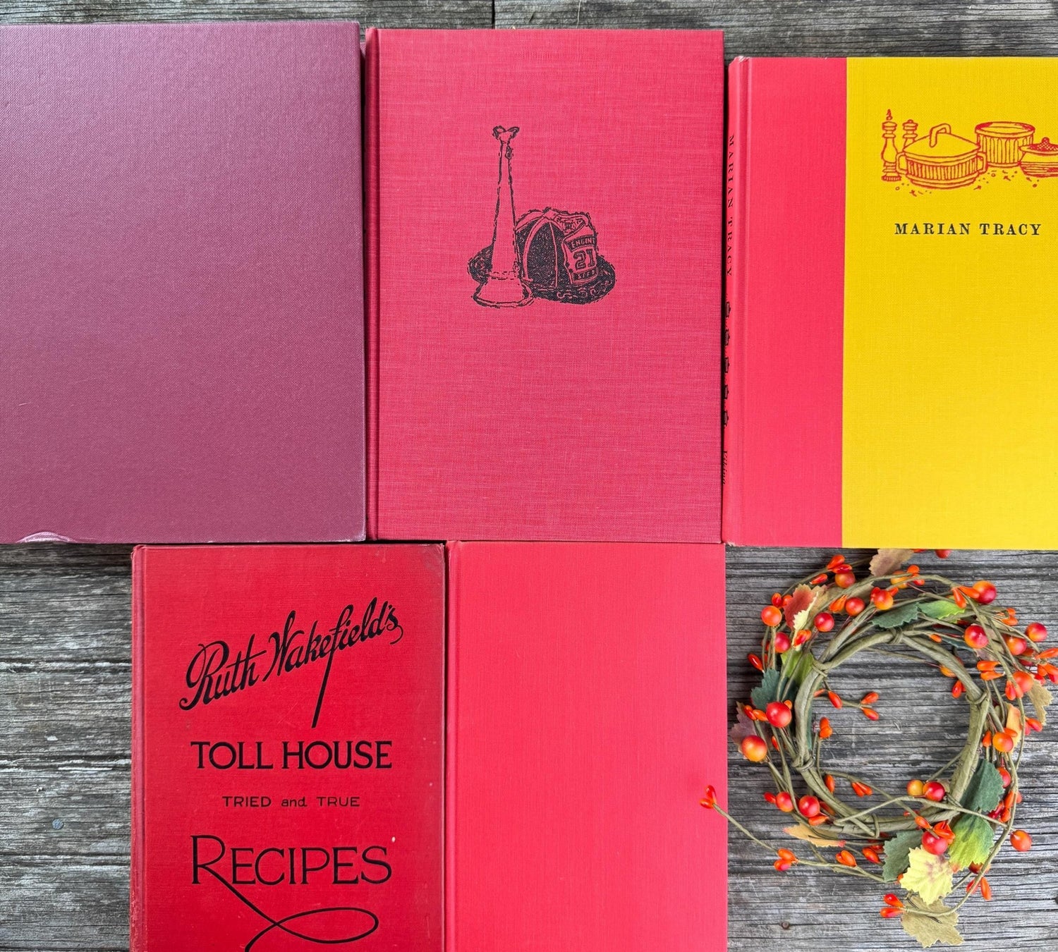 Red and Black Vintage Cookbook Set - Pretty Old Books