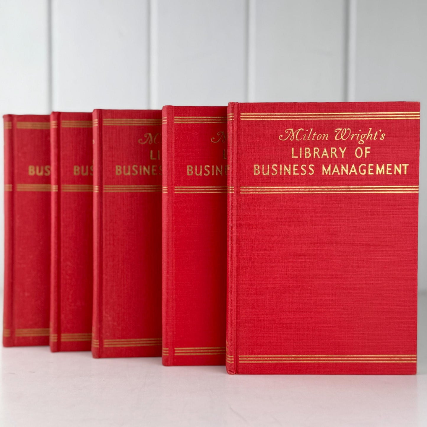 Red and Gold Book Bundle for Decor, 1930s Modern Business Mastery Book Set - Pretty Old Books