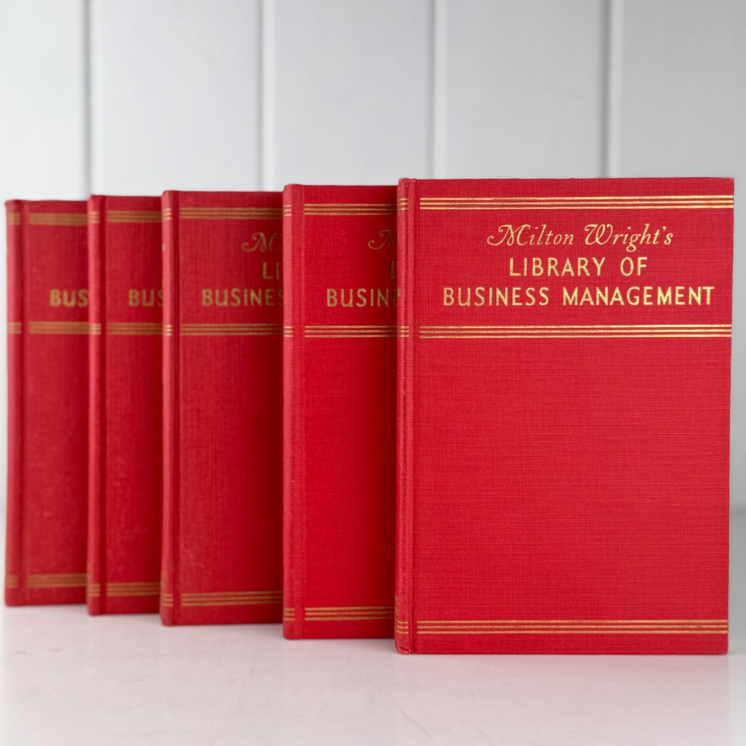 Red and Gold Book Bundle for Decor, 1930s Modern Business Mastery Book Set - Pretty Old Books