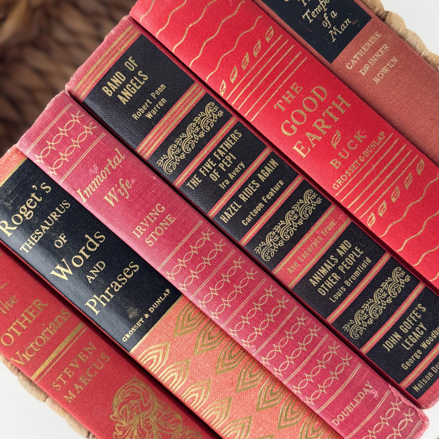 Red, Black, and Gold Ornate Decorative Books for Display - Pretty Old Books