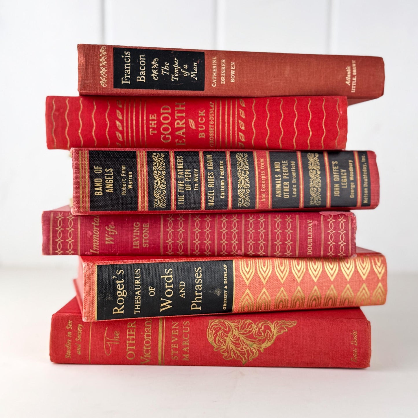 Red, Black, and Gold Ornate Decorative Books for Display - Pretty Old Books