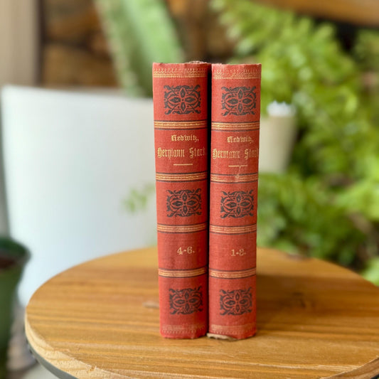 Red German Antique Books, German Life, Oscar Von Redwiz, 1873 - Pretty Old Books