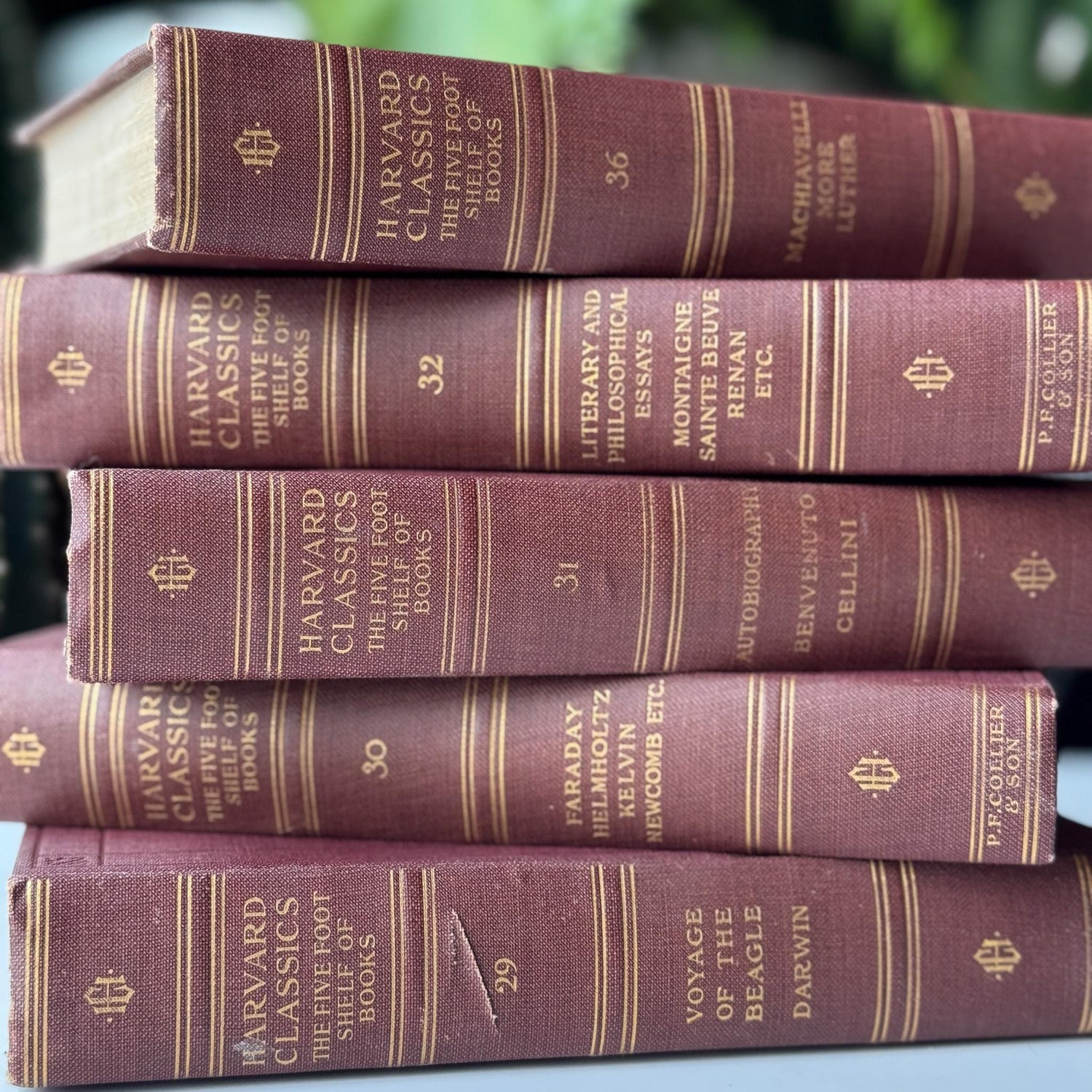 Red Harvard Classics Five Foot Shelf of Books Partial Set, 1910 Set of 5 - Pretty Old Books