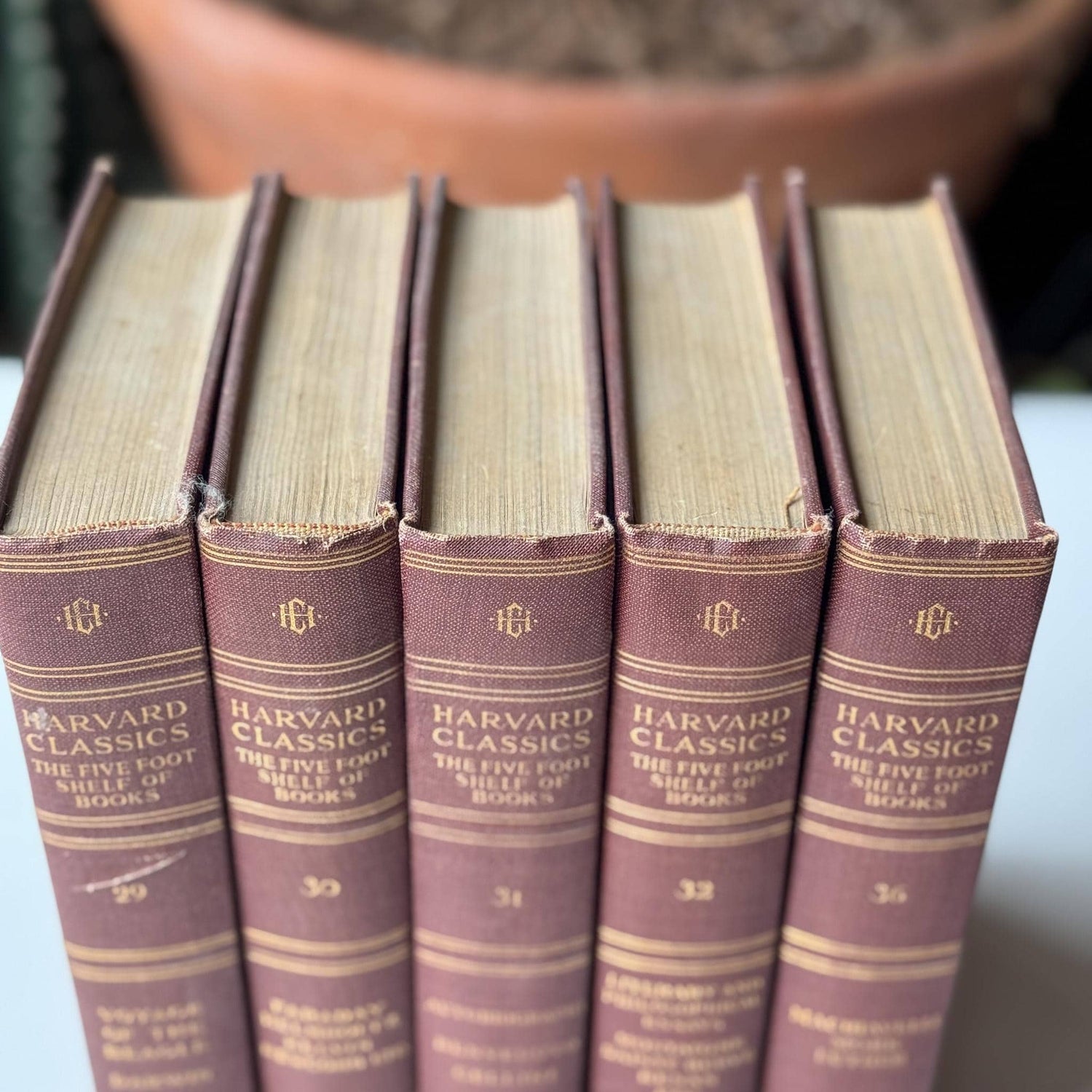 Red Harvard Classics Five Foot Shelf of Books Partial Set, 1910 Set of 5 - Pretty Old Books