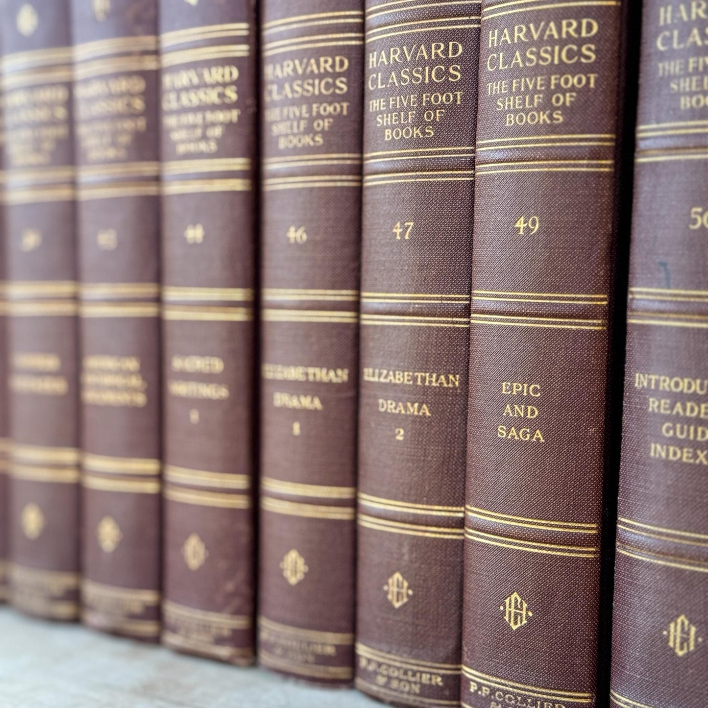 Red Harvard Classics Five Foot Shelf of Books Partial Set, 1910 Set of 9 - Pretty Old Books