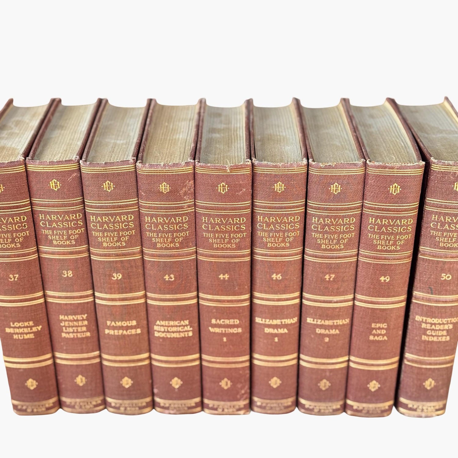 Red Harvard Classics Five Foot Shelf of Books Partial Set, 1910 Set of 9 - Pretty Old Books
