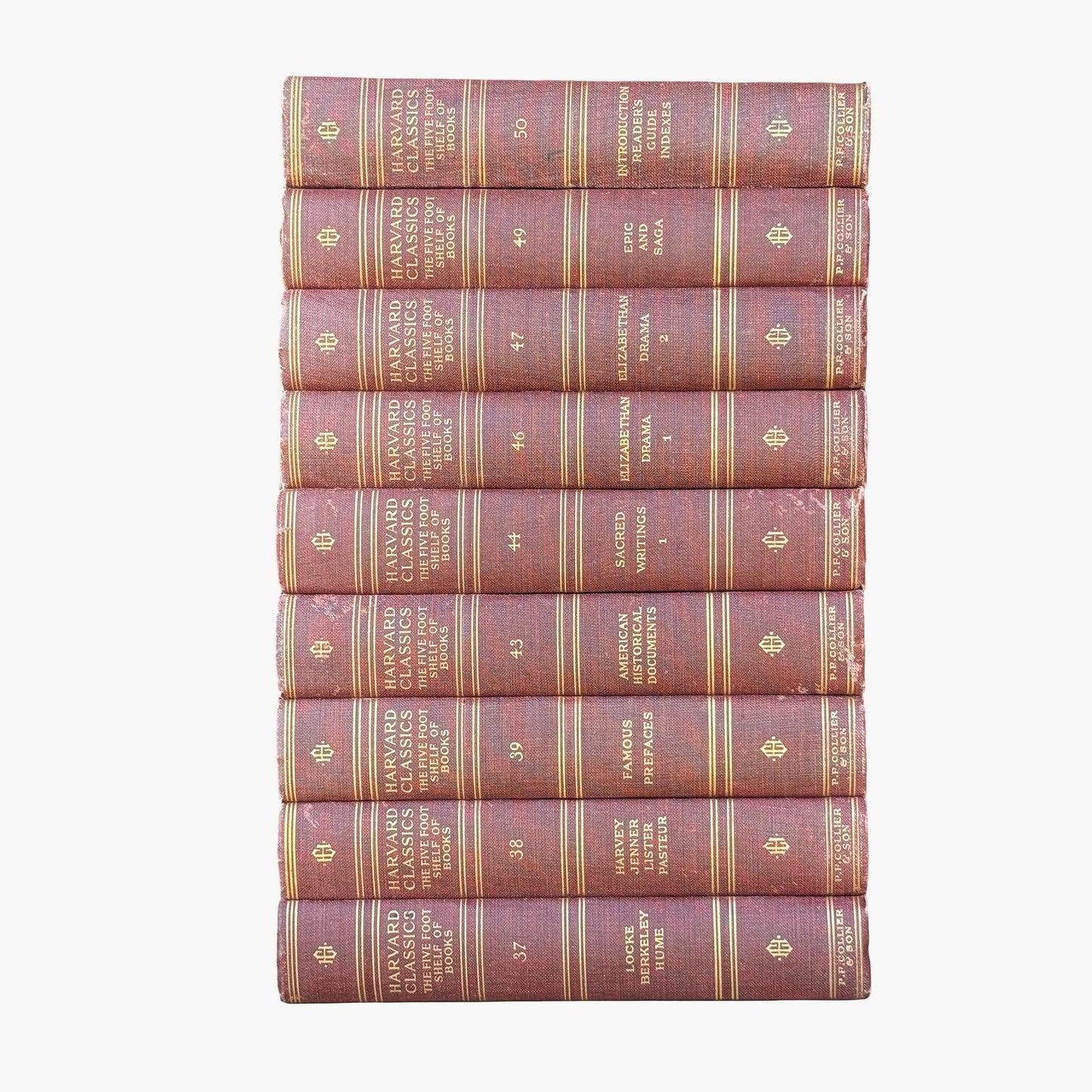 Red Harvard Classics Five Foot Shelf of Books Partial Set, 1910 Set of 9 - Pretty Old Books