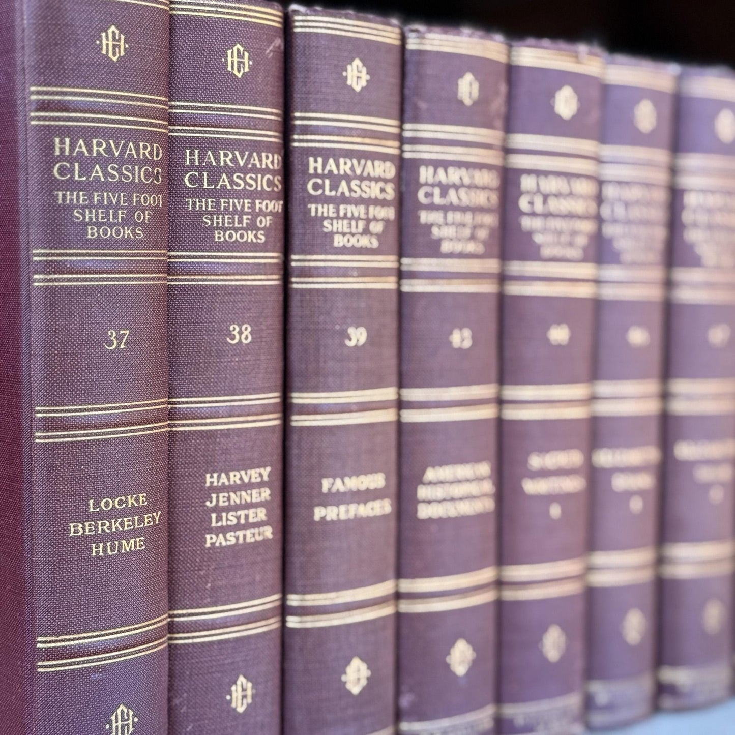 Red Harvard Classics Five Foot Shelf of Books Partial Set, 1910 Set of 9 - Pretty Old Books