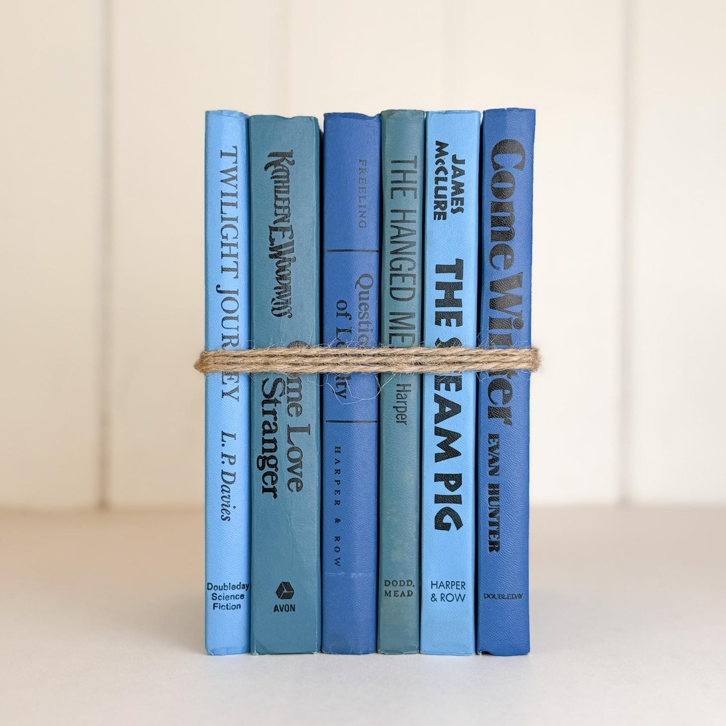 Retro 1960s Blue Decorative Book Bundle for Shelf Display - Pretty Old Books