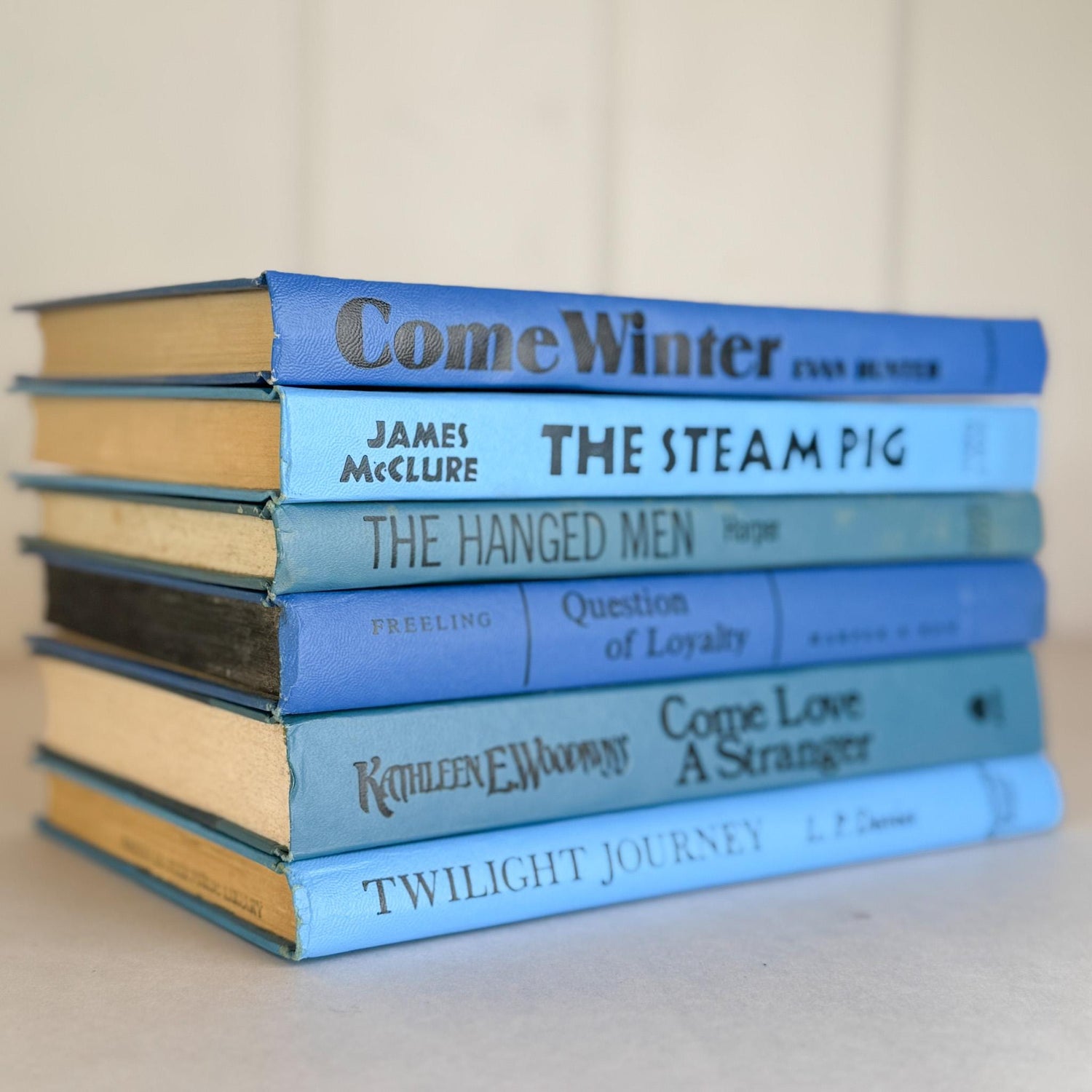 Retro 1960s Blue Decorative Book Bundle for Shelf Display - Pretty Old Books