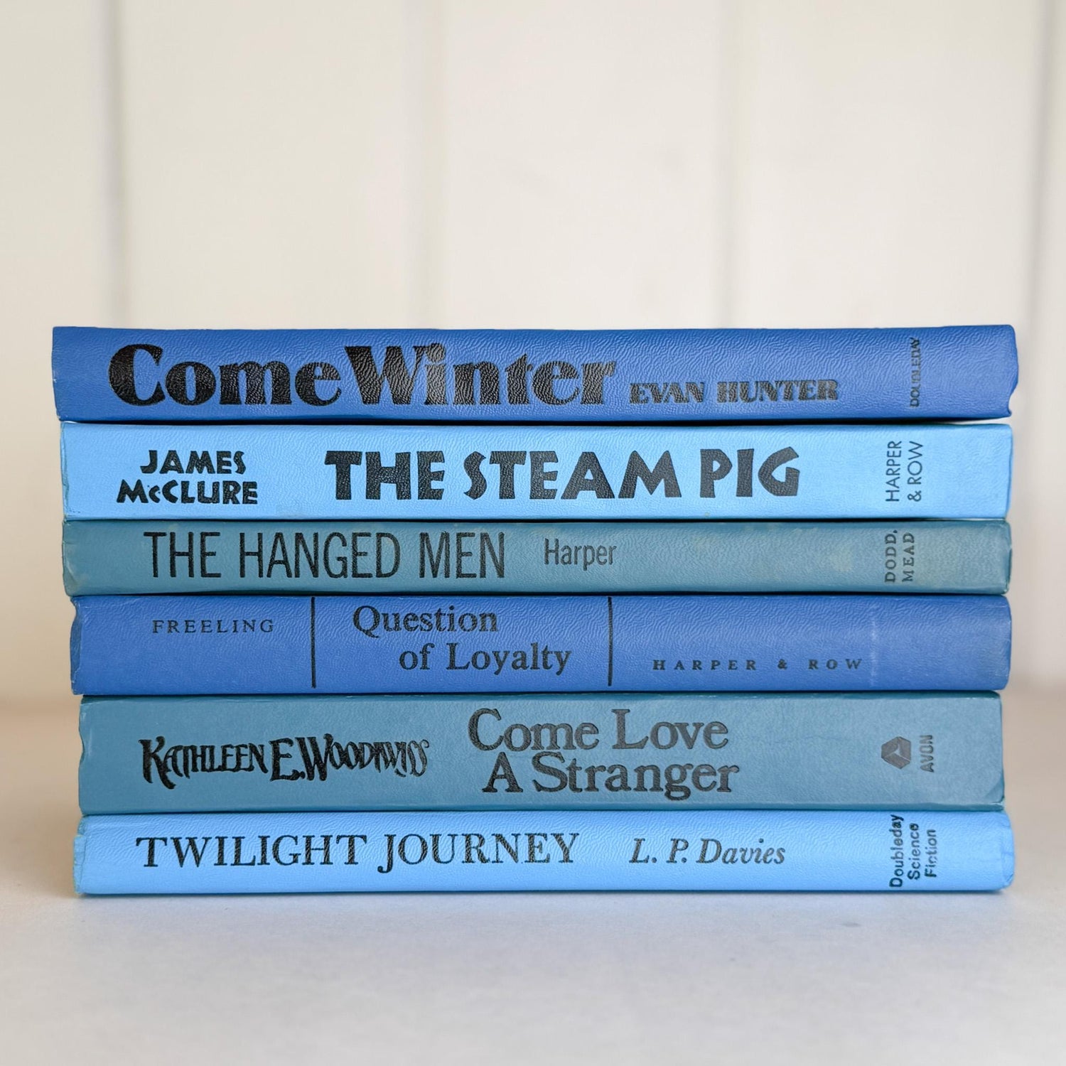 Retro 1960s Blue Decorative Book Bundle for Shelf Display - Pretty Old Books