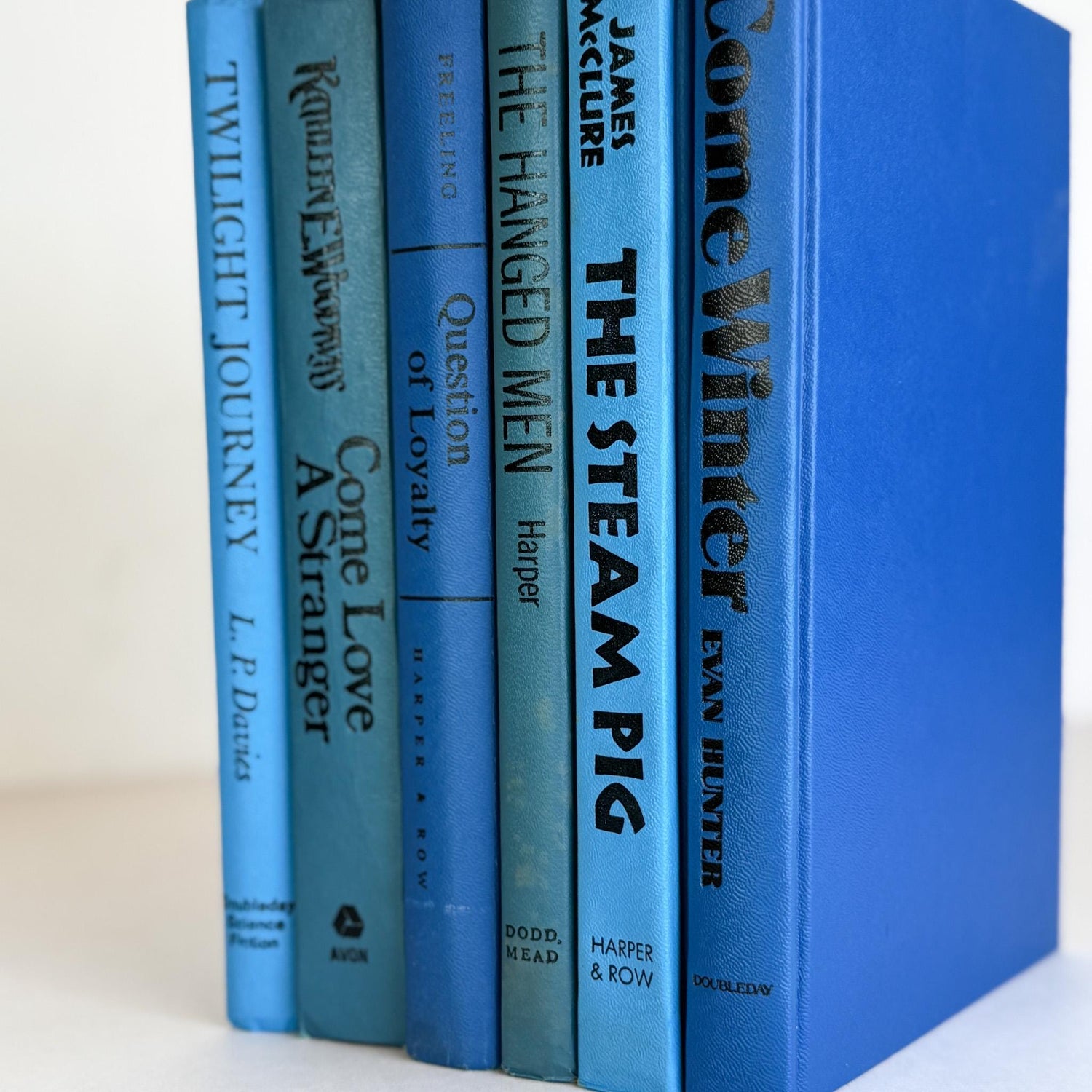 Retro 1960s Blue Decorative Book Bundle for Shelf Display - Pretty Old Books