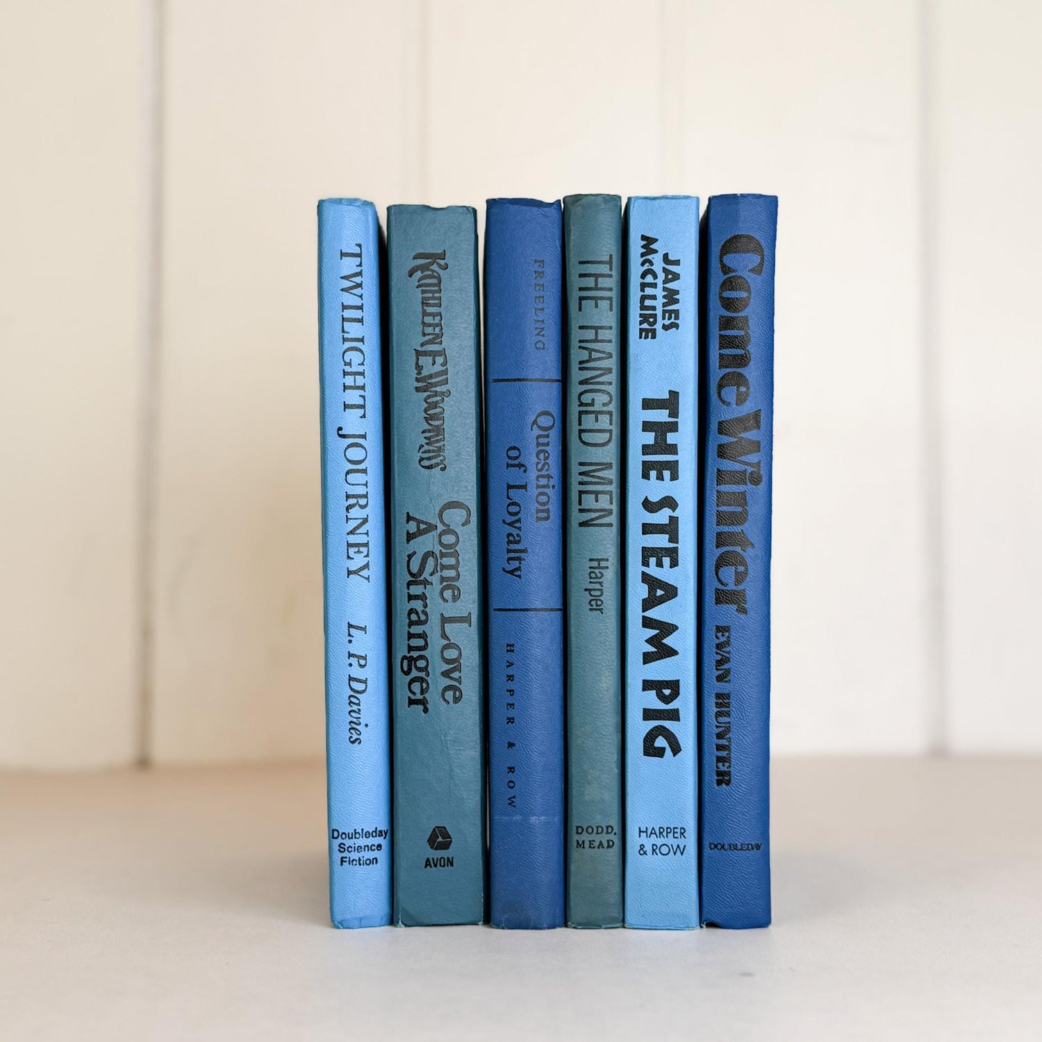 Retro 1960s Blue Decorative Book Bundle for Shelf Display - Pretty Old Books