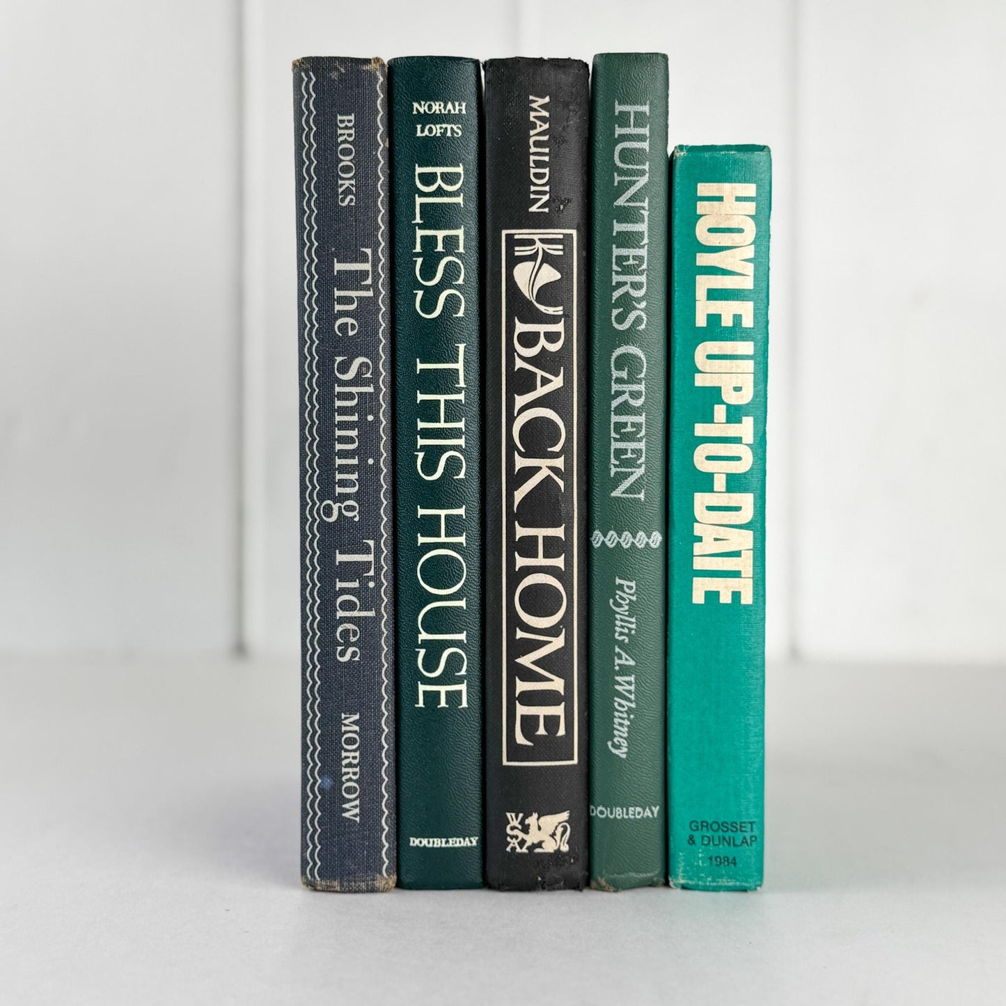 Retro Blue and Green Decorative Book Bundle with Fun Bold Lettering for Shelf Display - Pretty Old Books