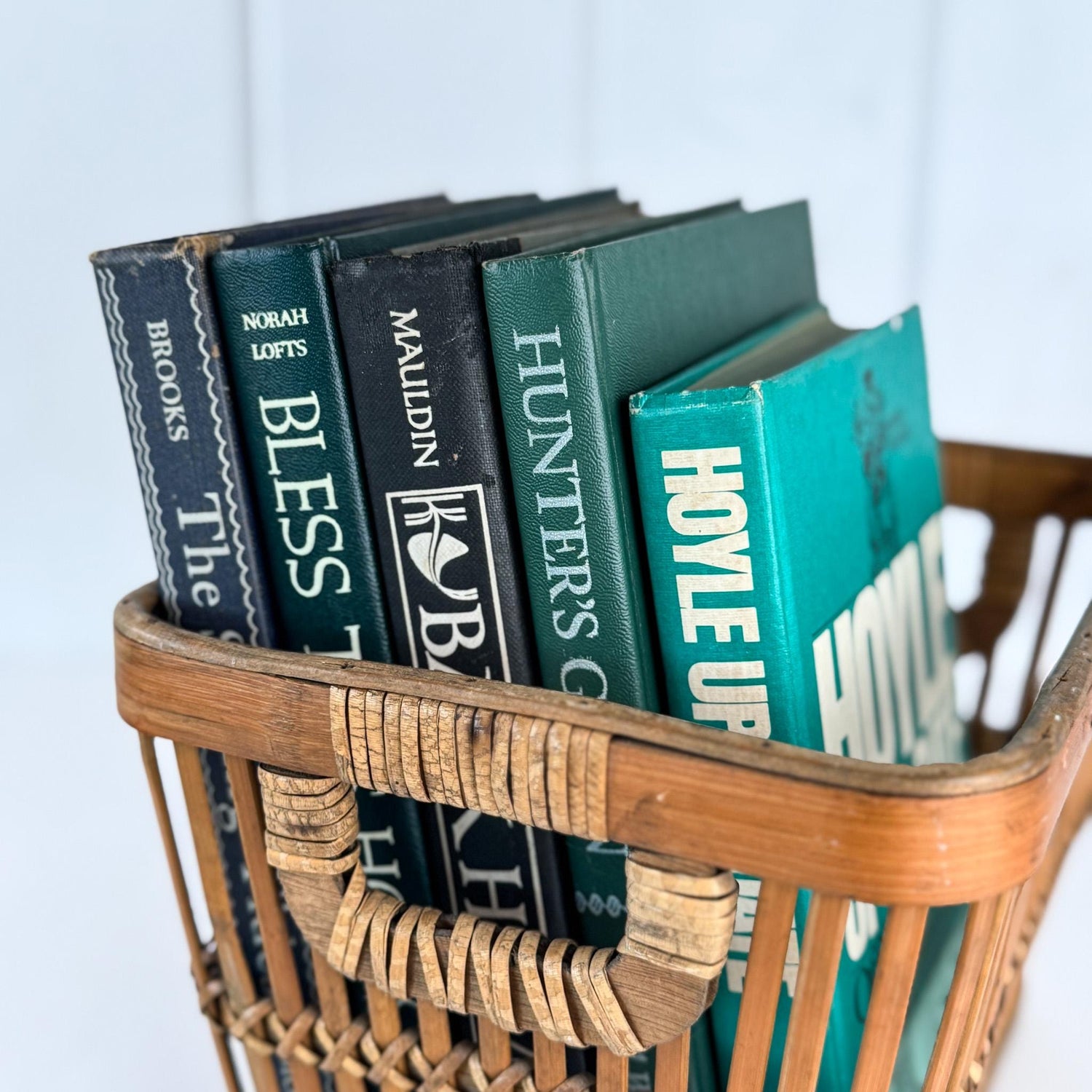 Retro Blue and Green Decorative Book Bundle with Fun Bold Lettering for Shelf Display - Pretty Old Books