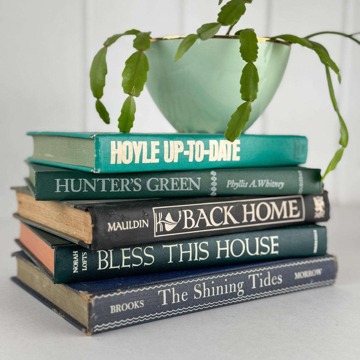 Retro Blue and Green Decorative Book Bundle with Fun Bold Lettering for Shelf Display - Pretty Old Books