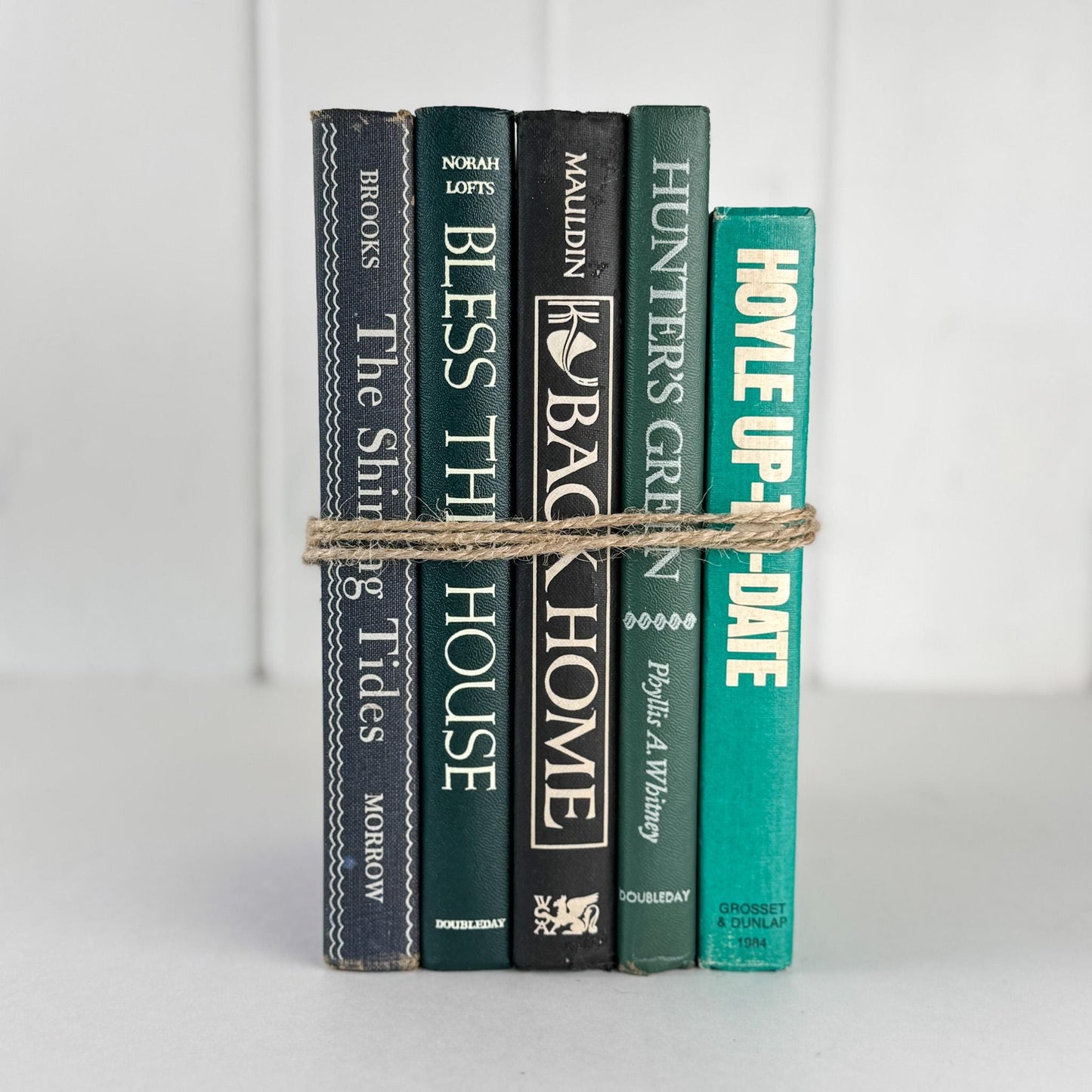 Retro Blue and Green Decorative Book Bundle with Fun Bold Lettering for Shelf Display - Pretty Old Books