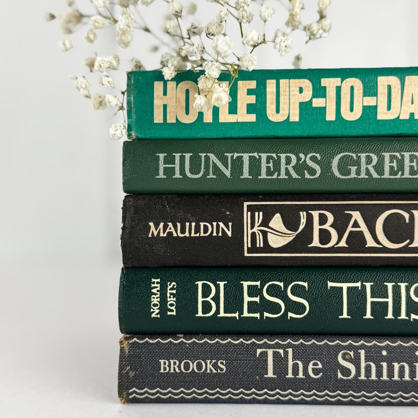 Retro Blue and Green Decorative Book Bundle with Fun Bold Lettering for Shelf Display - Pretty Old Books