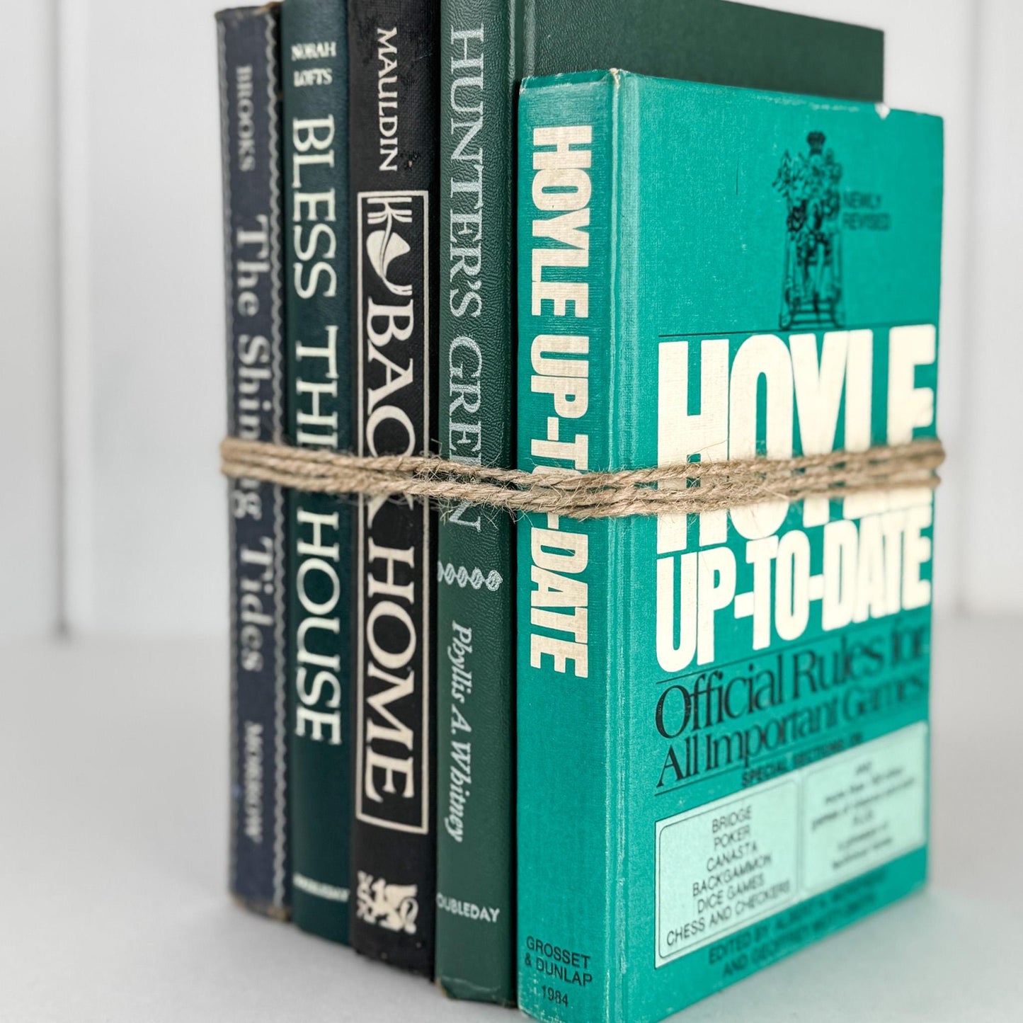 Retro Blue and Green Decorative Book Bundle with Fun Bold Lettering for Shelf Display - Pretty Old Books