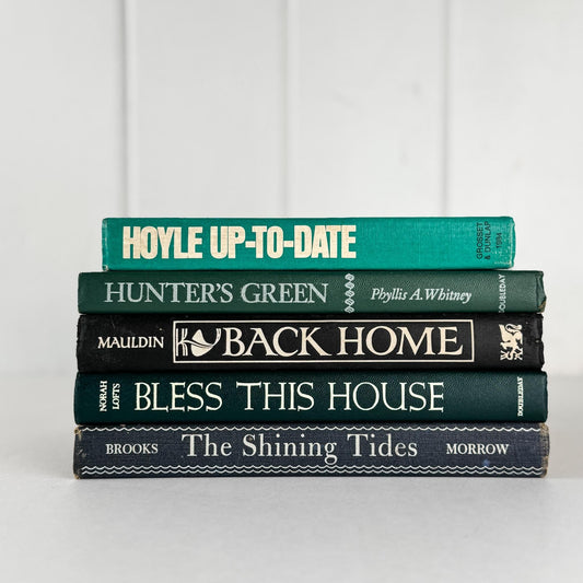 Retro Blue and Green Decorative Book Bundle with Fun Bold Lettering for Shelf Display - Pretty Old Books