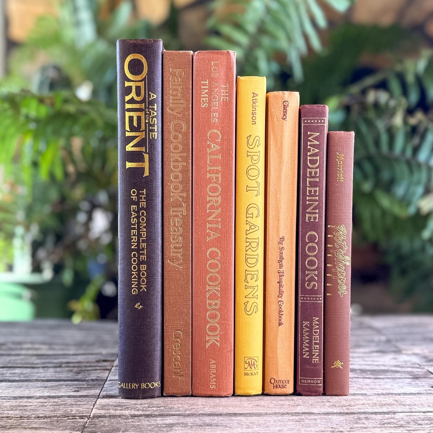 Retro Cookbook and Gardening Book Bundle in Bronze, Brown & Mustard - Pretty Old Books