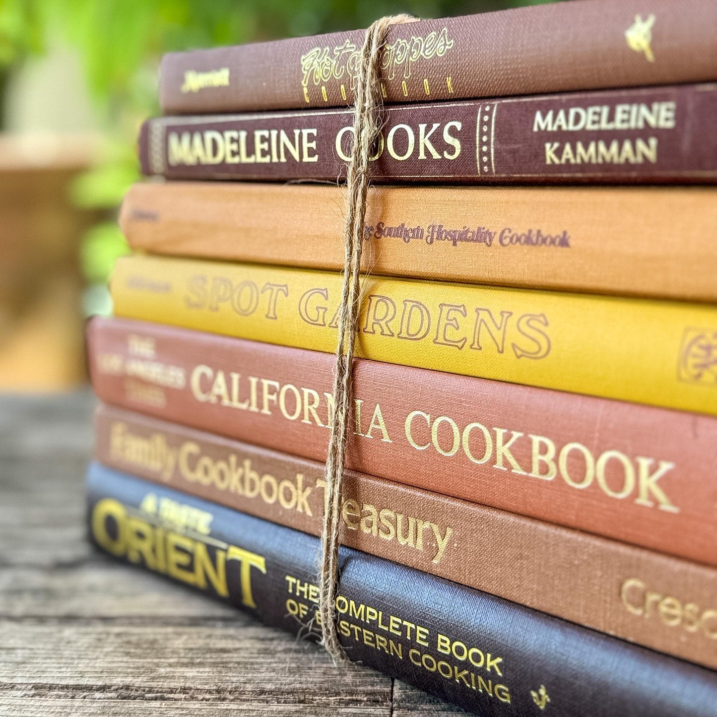 Retro Cookbook and Gardening Book Bundle in Bronze, Brown & Mustard - Pretty Old Books