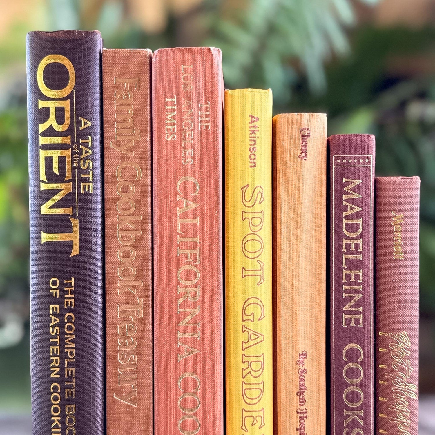 Retro Cookbook and Gardening Book Bundle in Bronze, Brown & Mustard - Pretty Old Books