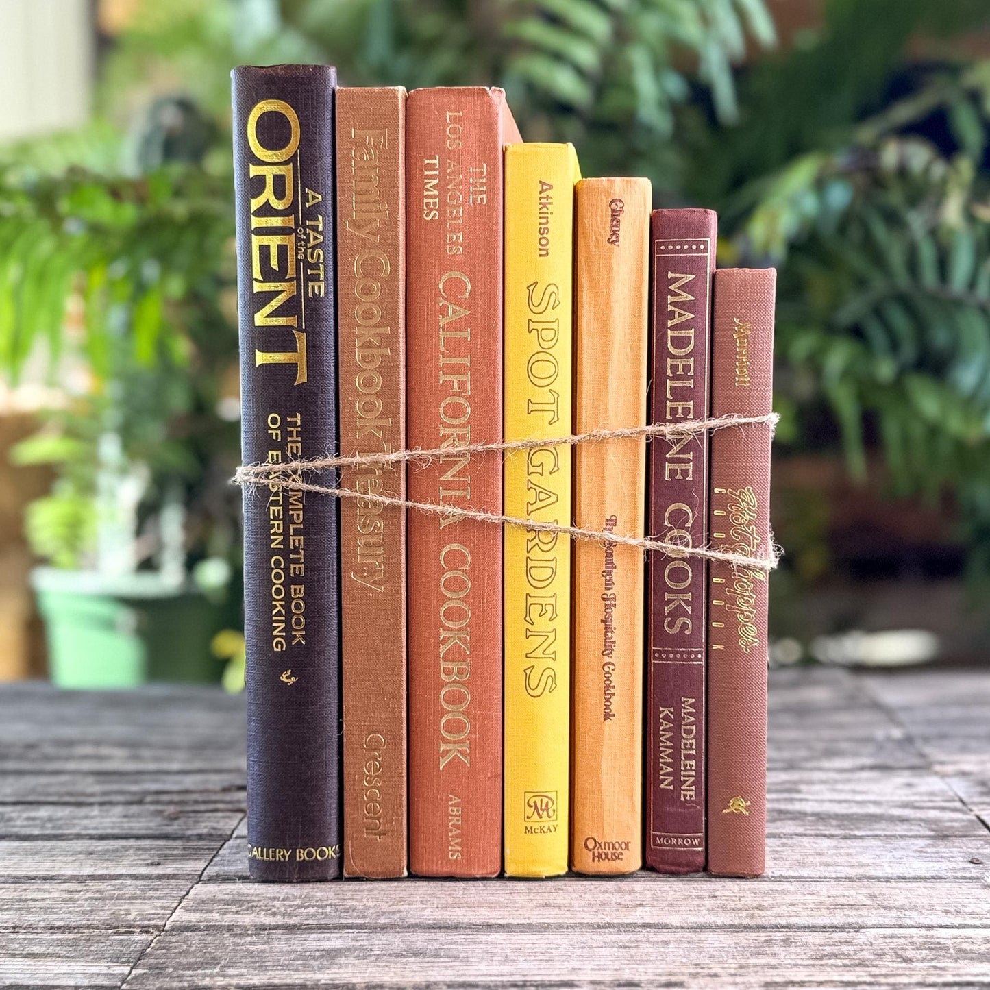 Retro Cookbook and Gardening Book Bundle in Bronze, Brown & Mustard - Pretty Old Books