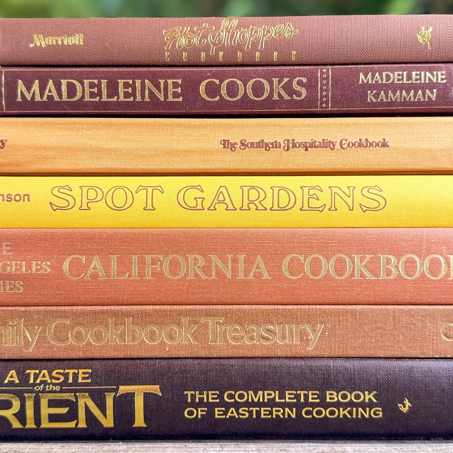 Retro Cookbook and Gardening Book Bundle in Bronze, Brown & Mustard - Pretty Old Books