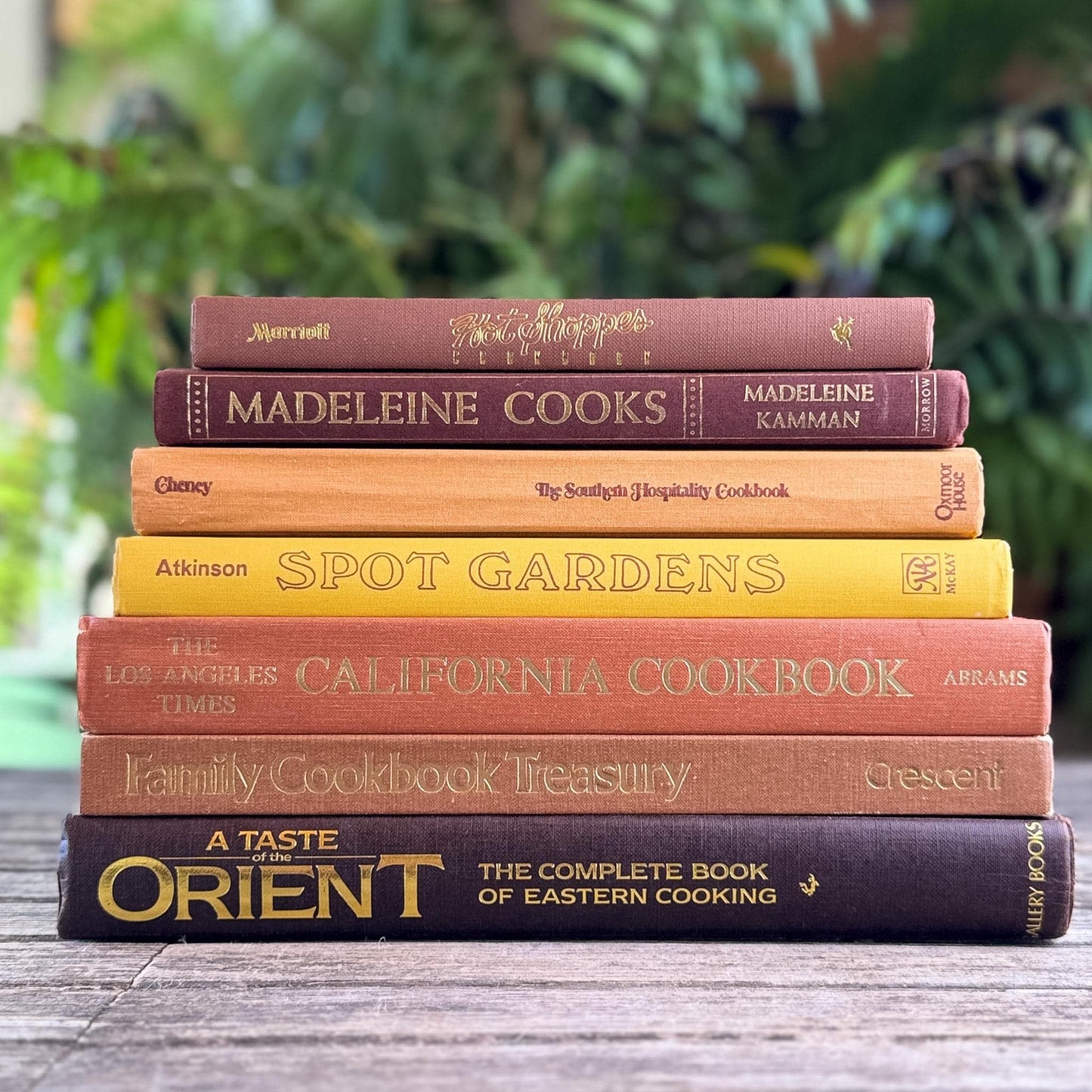 Retro Cookbook and Gardening Book Bundle in Bronze, Brown & Mustard - Pretty Old Books