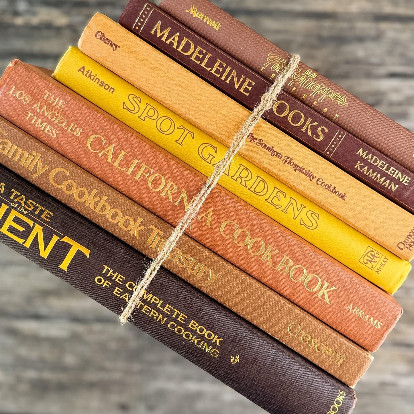 Retro Cookbook and Gardening Book Bundle in Bronze, Brown & Mustard - Pretty Old Books