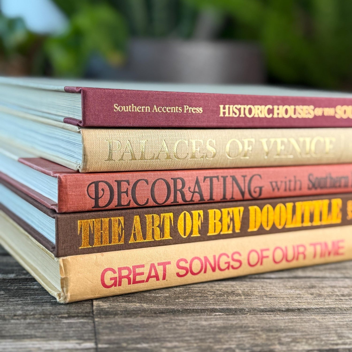 Retro Earthy Vintage Brown Beige Terra Cotta Coffee Table Books - Pretty Old Books