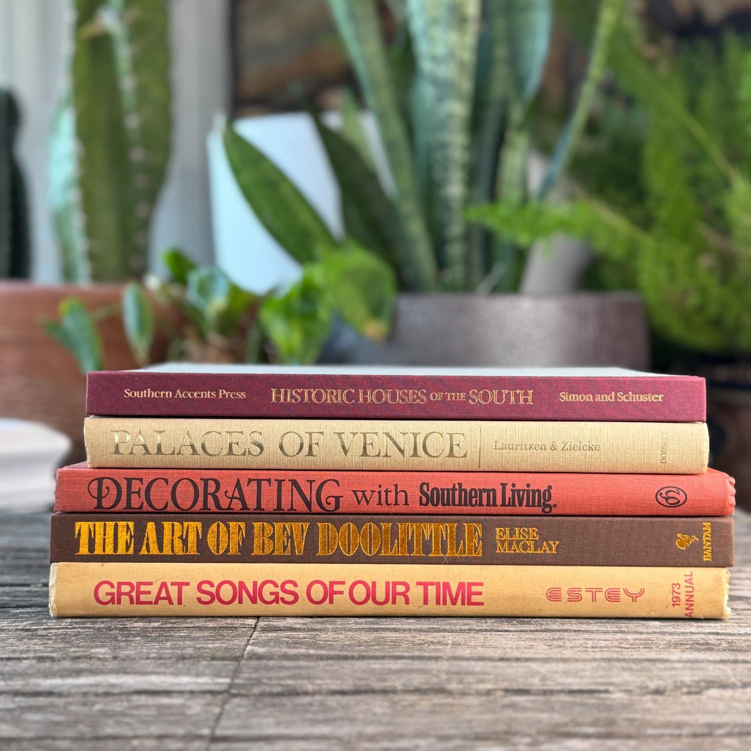 Retro Earthy Vintage Brown Beige Terra Cotta Coffee Table Books - Pretty Old Books