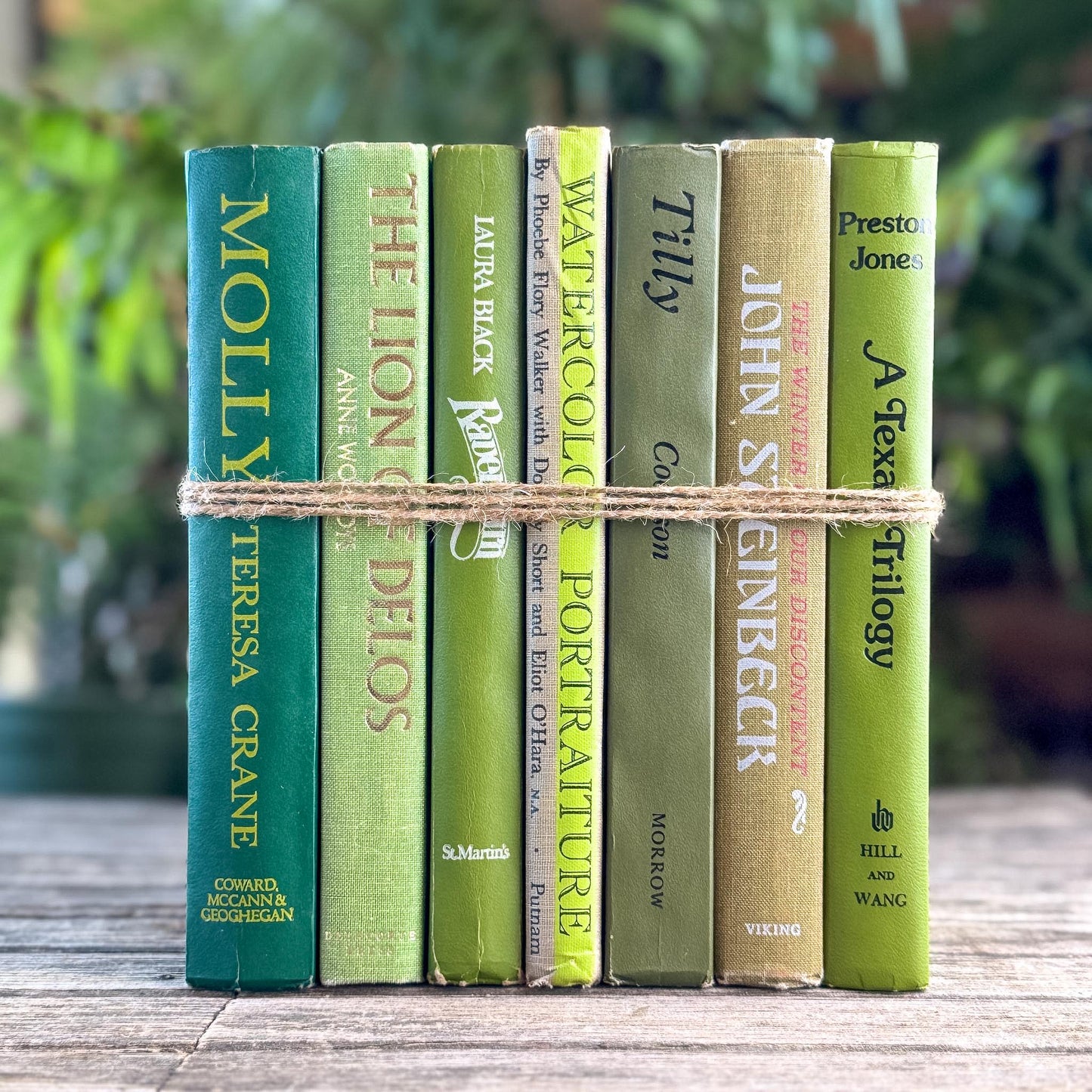 Retro Green Vintage Book Bundle for Shelf Styling - Pretty Old Books