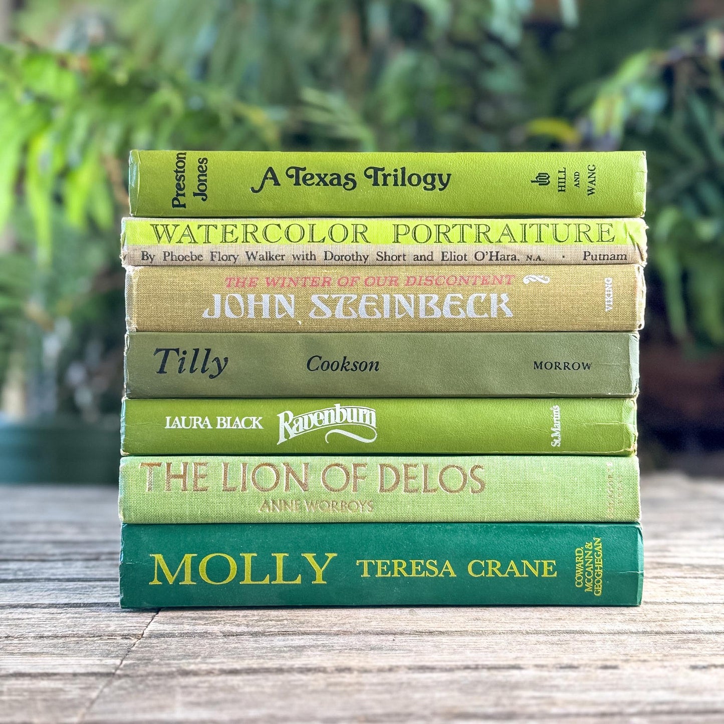 Retro Green Vintage Book Bundle for Shelf Styling - Pretty Old Books