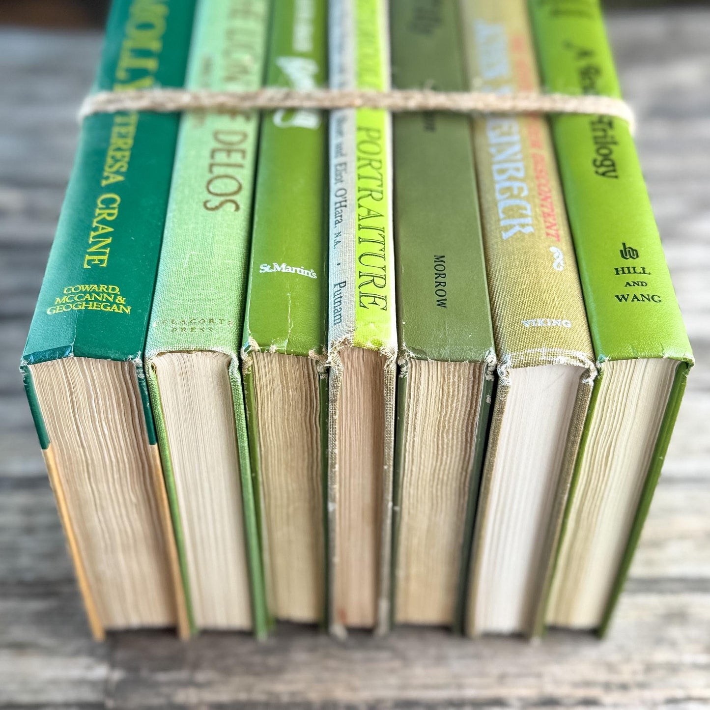 Retro Green Vintage Book Bundle for Shelf Styling - Pretty Old Books