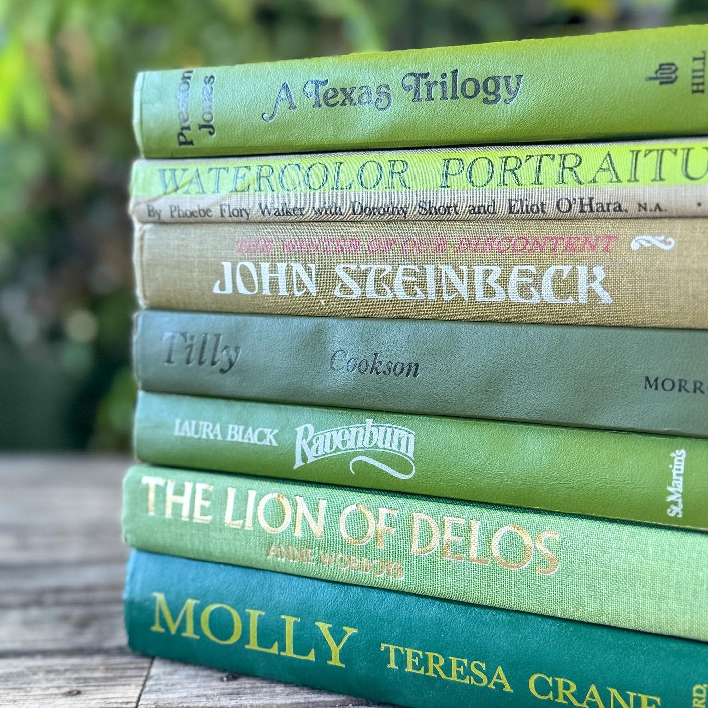 Retro Green Vintage Book Bundle for Shelf Styling - Pretty Old Books